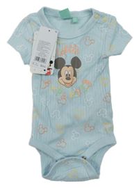 Nové - Světlemodré žebrované body s Mickey Pep&Co