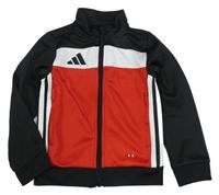 Černo-červeno-bílá propínací sportovní mikina s logem Adidas