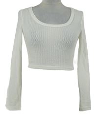 Nové - Dámske biele vzorované pletené crop tričko Shein