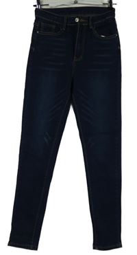 Dámske tmavomodré rifle s vysokým pasom Shein