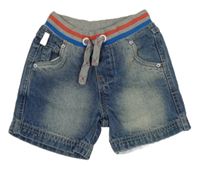 Modré riflové kraťasy s úpletovým pasem