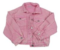 Světlerůžová melírovaná riflová crop bunda