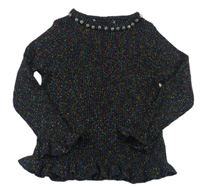 Čierno-farebný trblietavý sveter s korálkami