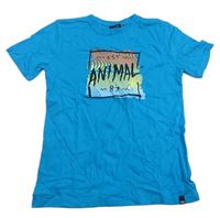Modré tričko s potlačou Animal