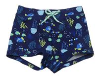 Tmavomodré nohavičkové chlapčenské plavky s medúzami Mothercare