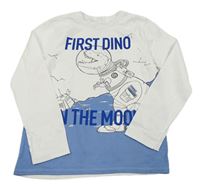 Bílo-modré triko s dinosaurem H&M