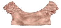 Ružovo-biele kockované crop tričko Zara