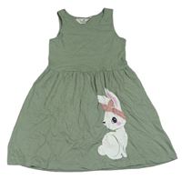 Khaki bavlnené šaty so zajícem H&M