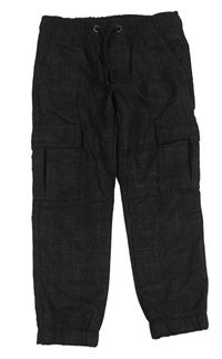 Tmavošedé kostkované plátěné cuff kalhoty C&A