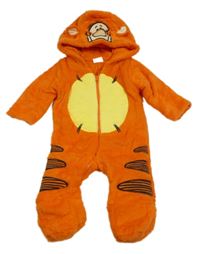 Oranžovo-žltá chlpatá zateplená kombinéza s kapucí - Tiger Disney