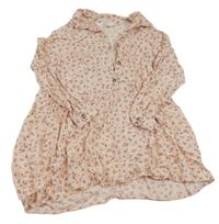 Světlerůžové květované košilové šaty H&M