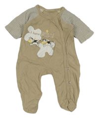 Béžovo-pruhovaný overal s kravičkami