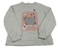 Sivá melírovaná mikina s nápisom a tylem Mayoral