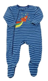 Modrý pruhovaný fleecový overal s raketou St. Bernard