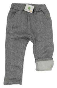 Sivo-biele melírované vzorované pletené turecké nohavice s mašlou Topomini