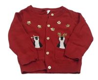 Červený prepínaci sveter s tučňáky M&Co.