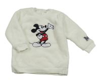 Biela chlpatá mikina s Mickey Mousem H&M