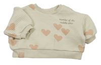 Smotanová rebrovaná oversize mikina so srdiečkami George