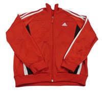 Červeno-černo-bílá sportovní propínací mikina s logem Adidas