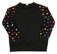 Čierna mikina so srdiečkami Shein