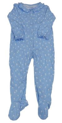 Modrý overal s bílými kytičkami a límečkem Matalan