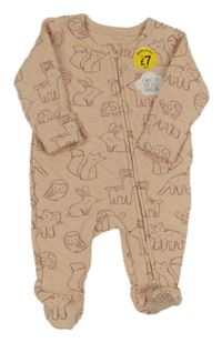 Nové - Světlerůžový prošívaný overal se zvířaty George