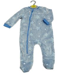 Nové - Světlemodrý chlupatý overal s hvězdami