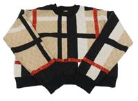 Béžovo-čierno-červený kockovaný sveter River Island