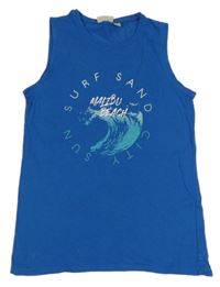 Modré tielko s nápisom Alive