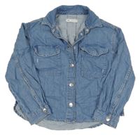 Modrá rifľová ľahká crop bunda Zara