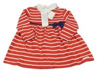Nové - Červeno-bílé pruhované šaty s límečkem 