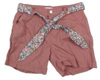 Růžové plátěné kraťasy s páskem H&M