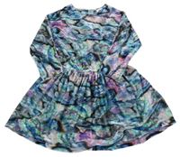 Modro-ružovo-sivé vzorované zamatové šaty Next