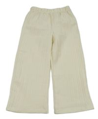 Smotanové 3D pruhované široké nohavice