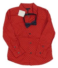 Nové - 2set - Červená košile s hvězdičkami + motýlek