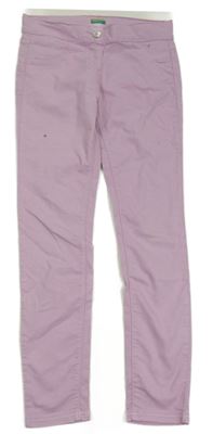 Ružové elastické plátenné skinny nohavice Benetton
