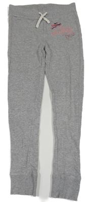 Sivé melírované tepláky s nápisom H&M