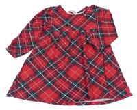 Červeno-tmavomodro-zelené kockované bavlnené šaty H&M