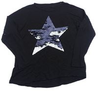 Čierne tričko s hvězdičkou z překlápěcích flitrů