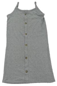 Sivé rebrované šaty s gombíkmi Primark