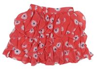 Ružová kvetovaná šifónová sukňa s volánikmi DopoDopo