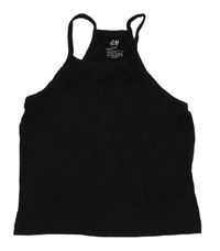 Čierny rebrovaný crop top H&M