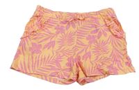 Oranžové bavlnené kraťasy s kvetmi H&M