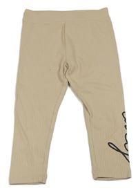Béžové žebrované legíny s nápisem River Island
