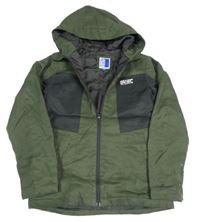 Khaki-šedá šusťáková zateplená bunda s kapucí Jack & Jones