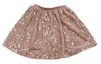 Ružová zamatová sukňa s pajetkami zn. Primark