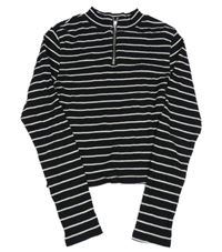 Černo-bílé pruhované žebrované crop triko se zipem New Look