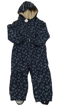 Nové - Tmavomodrá softshellová kombinéza s liškami a kapucí Topolino