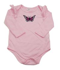 Světlerůžové body s motýlkem a volánky Pat Pat 