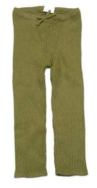 Olivové žebrované pletené kalhoty C&A 